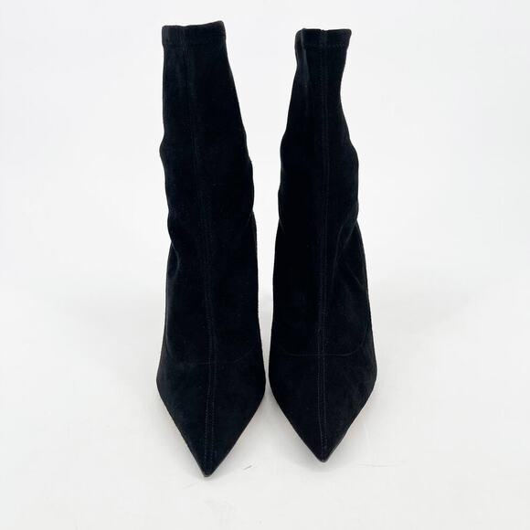 Jimmy Choo Black Brin Stretch Suede Pointed Toe Heeled Ankle Boot Bootie IT 37 - Picture 5 of 11